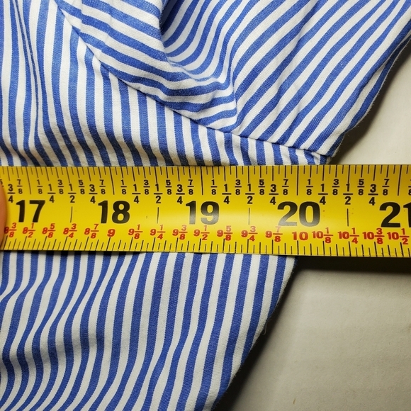 J.crew Tiered Popover In Blue Striped Cotton Notched V-neck Dress M - Picture 12 of 14